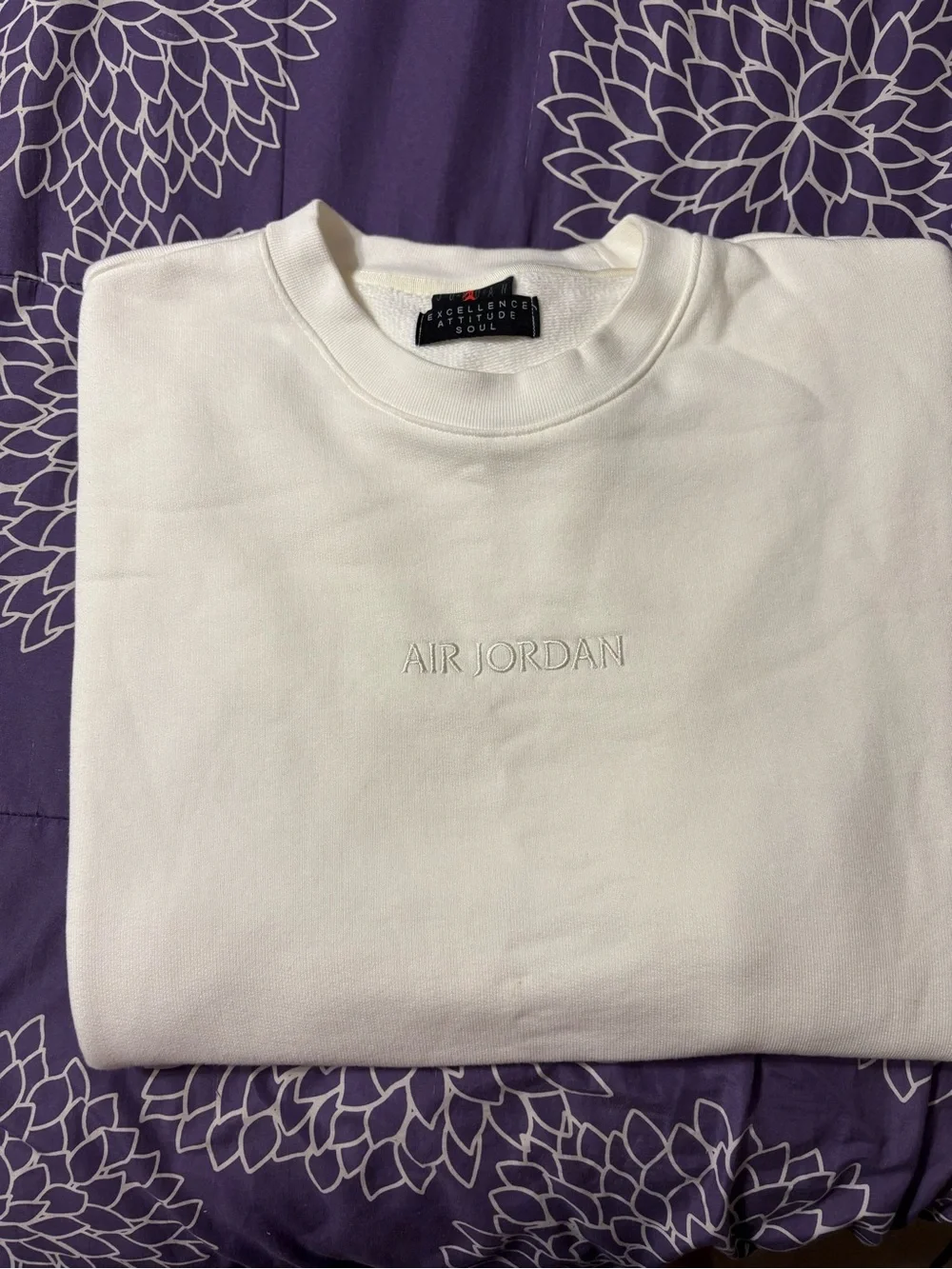 off-white Jordan Wordmark fleece crewneck sweatshirt w clean embroidered chest
